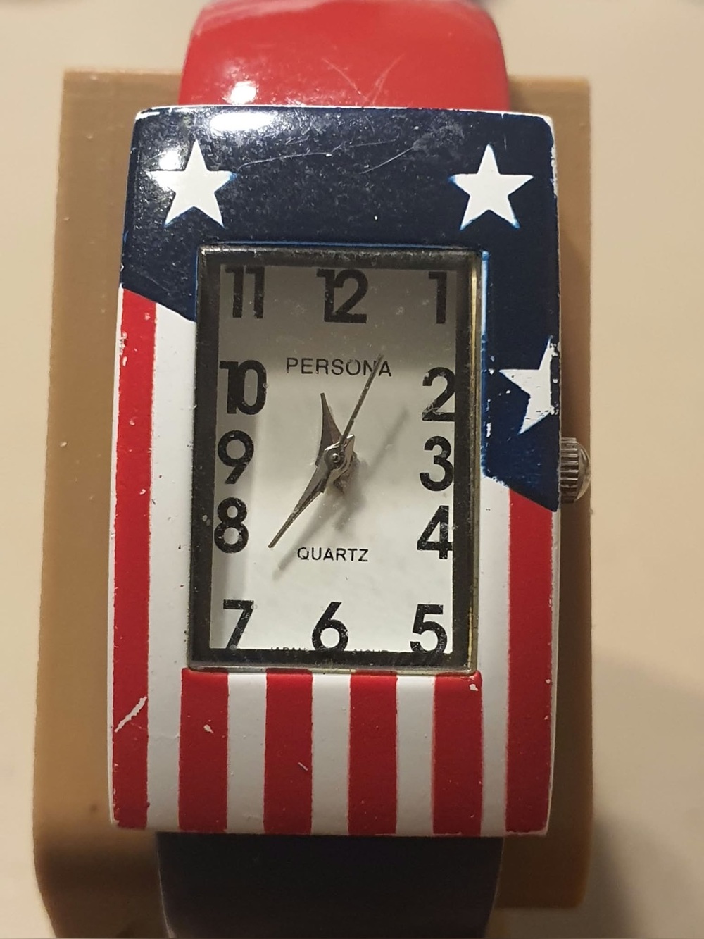 🦋10/$20🦋 Persona Red/White/Blue Stainless Steel American Flag Women's Cuff Watch